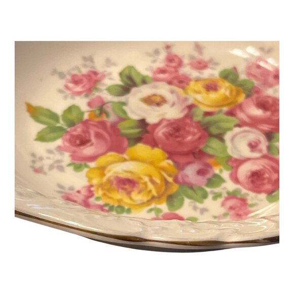 Vintage Edwin M. Knowles Floral Bowl – 22K Gold Trim – Made in USA - Picture 5 of 8